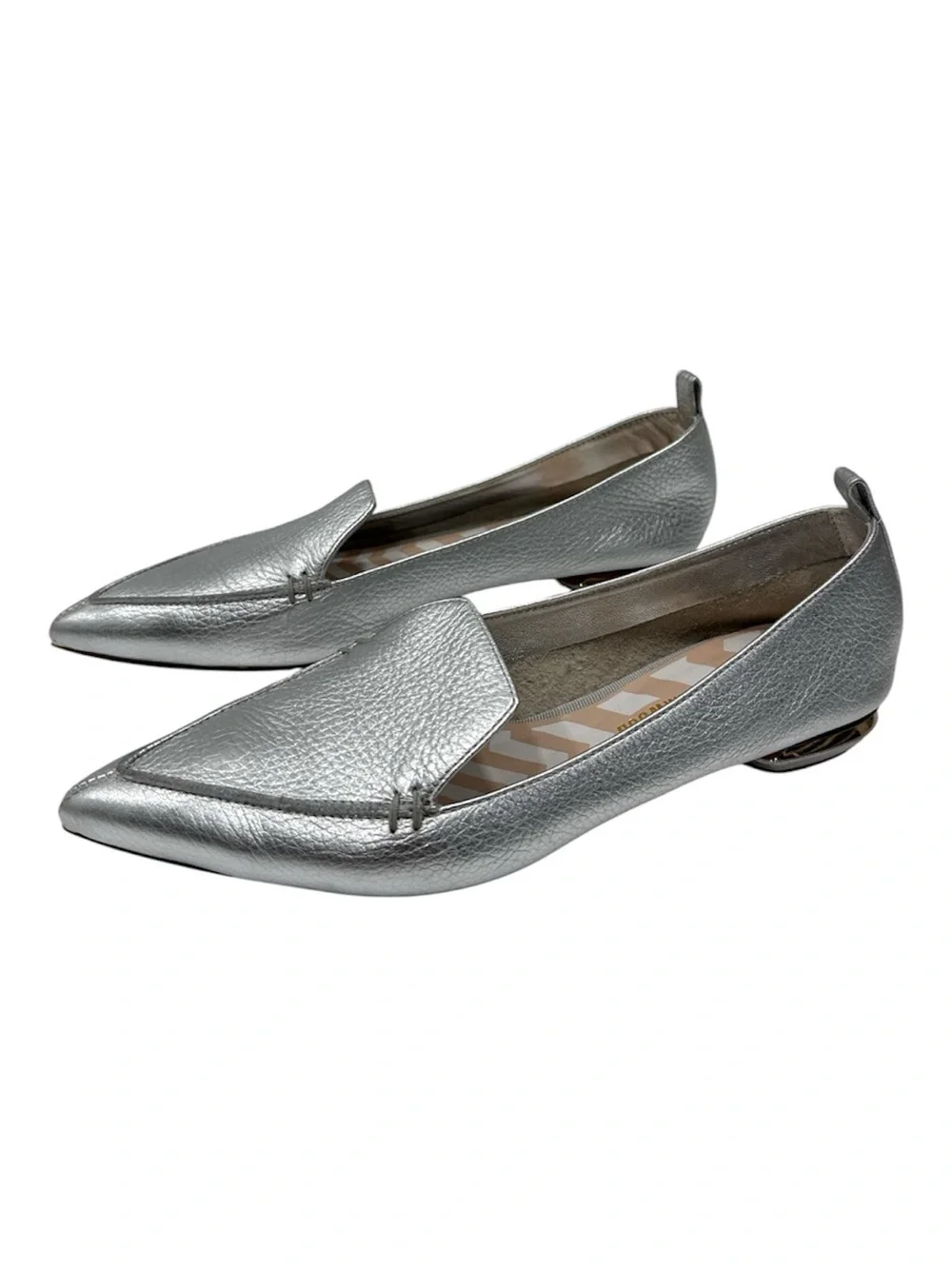NICHOLAS KIRKWOOD | Beya Metallic Silver Leather‎ Loafers in silver size 37.5